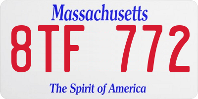 MA license plate 8TF772