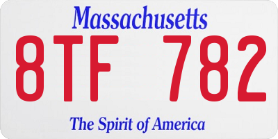 MA license plate 8TF782