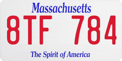 MA license plate 8TF784