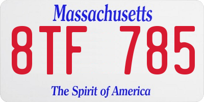 MA license plate 8TF785