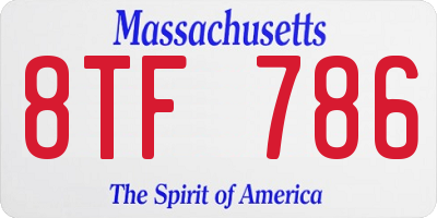 MA license plate 8TF786