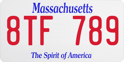 MA license plate 8TF789