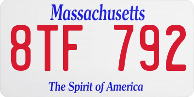 MA license plate 8TF792