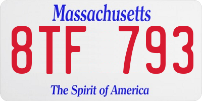 MA license plate 8TF793
