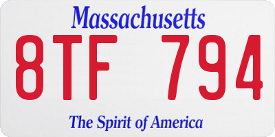 MA license plate 8TF794