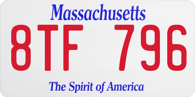 MA license plate 8TF796