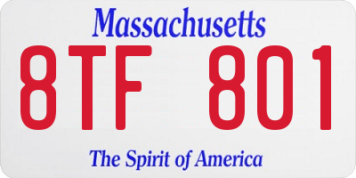 MA license plate 8TF801