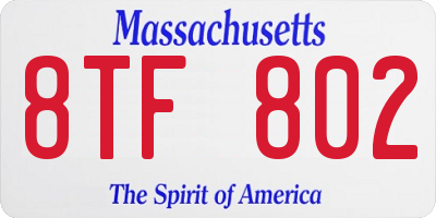 MA license plate 8TF802