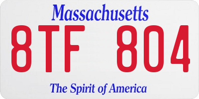 MA license plate 8TF804
