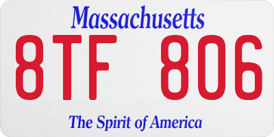 MA license plate 8TF806