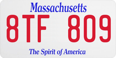 MA license plate 8TF809