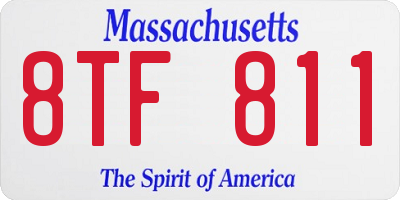 MA license plate 8TF811