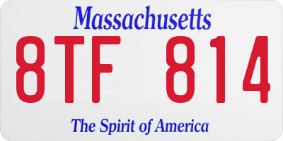 MA license plate 8TF814