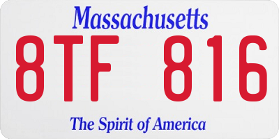 MA license plate 8TF816