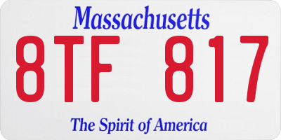 MA license plate 8TF817