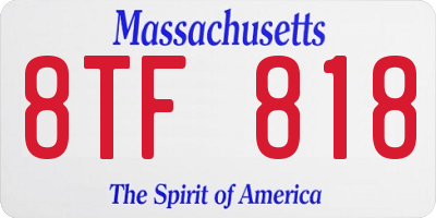 MA license plate 8TF818