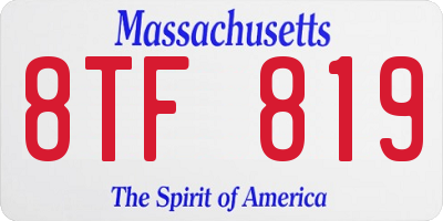 MA license plate 8TF819