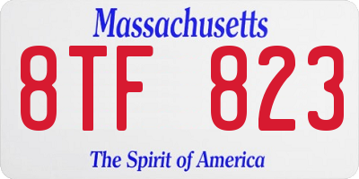 MA license plate 8TF823