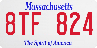 MA license plate 8TF824