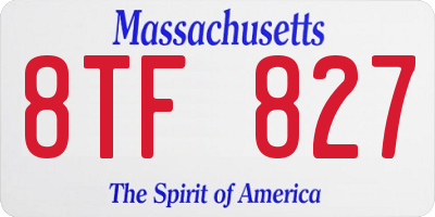 MA license plate 8TF827