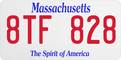 MA license plate 8TF828