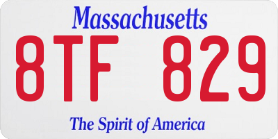 MA license plate 8TF829