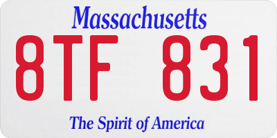 MA license plate 8TF831