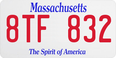 MA license plate 8TF832