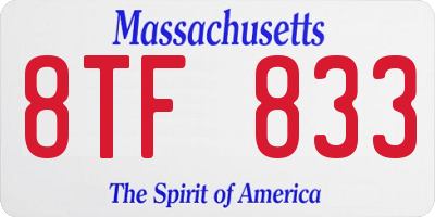 MA license plate 8TF833