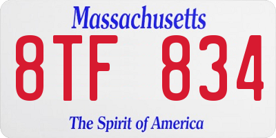 MA license plate 8TF834