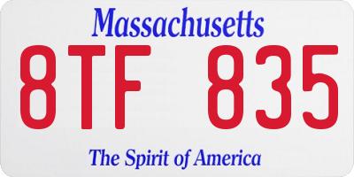 MA license plate 8TF835