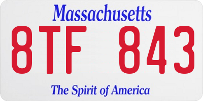 MA license plate 8TF843