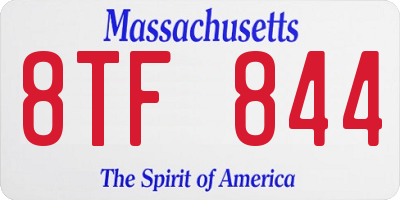 MA license plate 8TF844