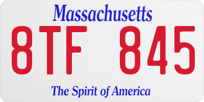MA license plate 8TF845