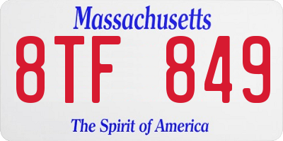 MA license plate 8TF849