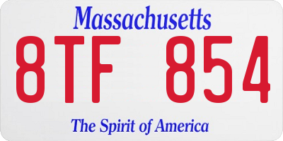 MA license plate 8TF854
