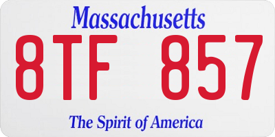 MA license plate 8TF857