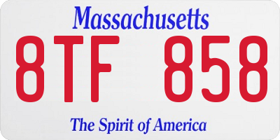MA license plate 8TF858