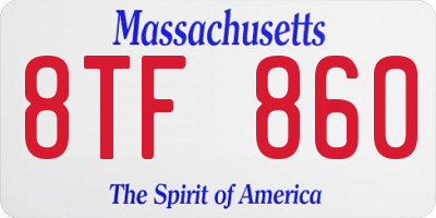 MA license plate 8TF860