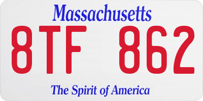 MA license plate 8TF862
