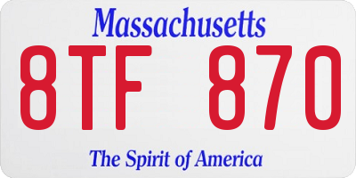 MA license plate 8TF870
