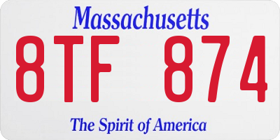 MA license plate 8TF874