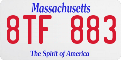 MA license plate 8TF883