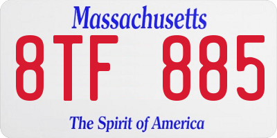 MA license plate 8TF885