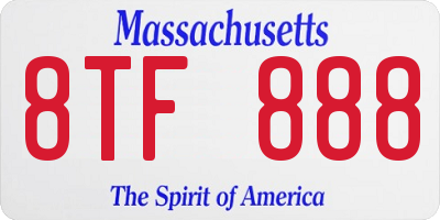 MA license plate 8TF888