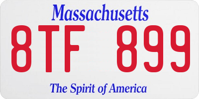MA license plate 8TF899