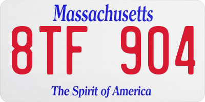 MA license plate 8TF904