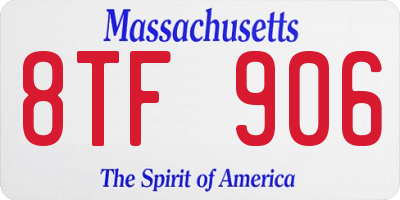 MA license plate 8TF906