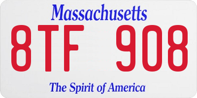 MA license plate 8TF908