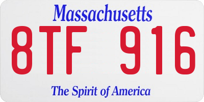 MA license plate 8TF916